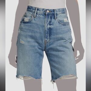 Frame Women's Blue Degradable High Waist Bermuda Denim Shorts